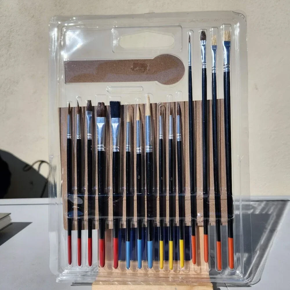 NEW Art Brushes Painting Set 15 Piece Set for Acrylic Oil Watercolor Gouache Bra